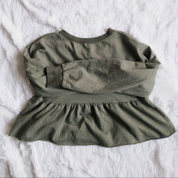 AEO DON’T ASK WHY Peplum Crop Olive Green Sweater - Picture 2 of 6